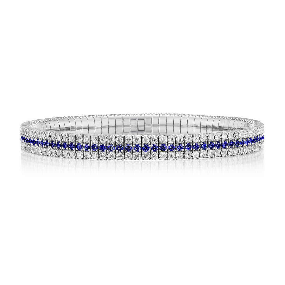 Blue Sapphire Triple Row Stretch Bracelet