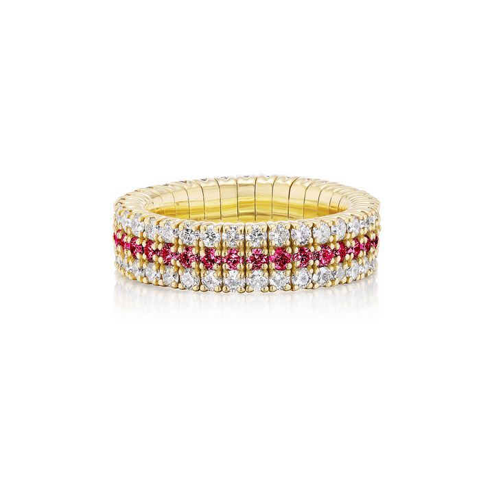 Ruby Triple Row Stretch Ring