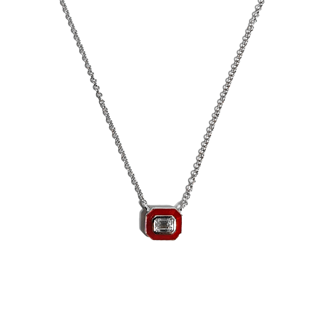 Red Enamel Emerald Pendant