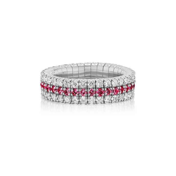 Ruby Triple Row Stretch Ring