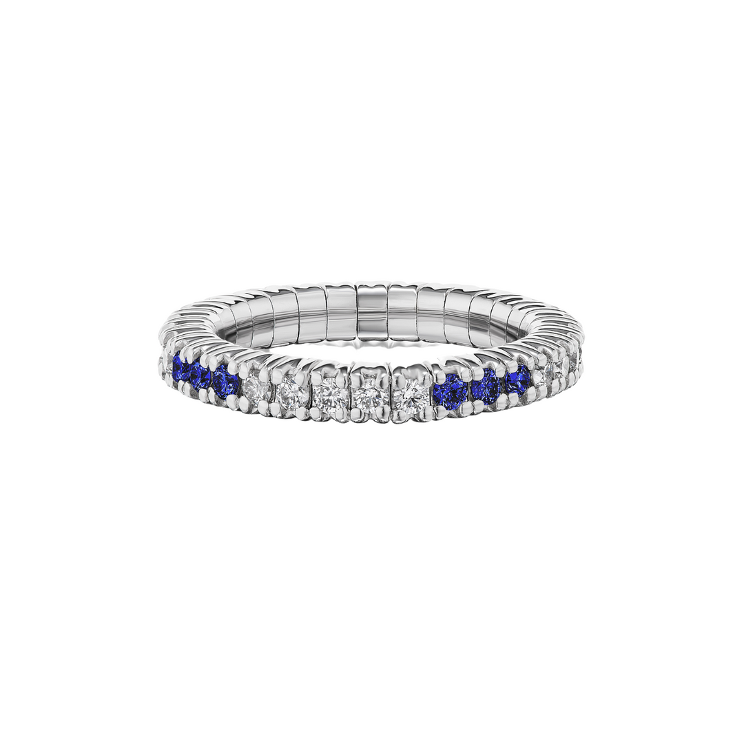 Blue Sapphire Single Line Stretch Ring