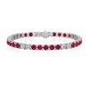 Ruby And White Diamond Four-Prong Tennis Bracelet