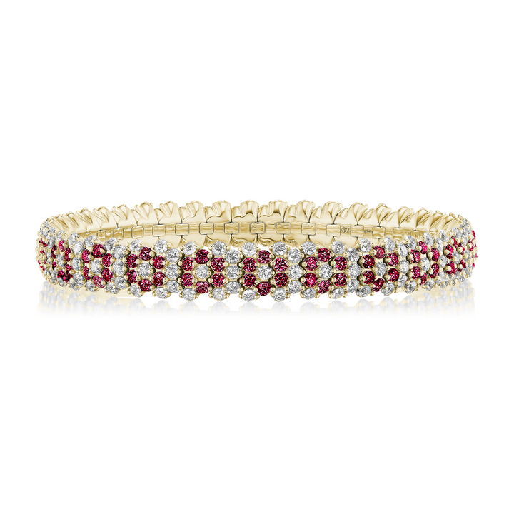 Ruby Flower Multi Row Stretch Bracelet