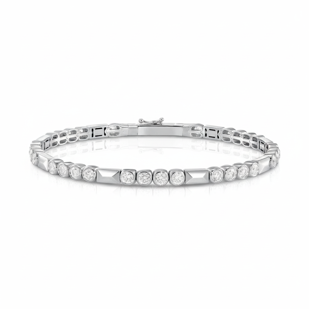 Bezel Diamond Pattern Flex Bangle