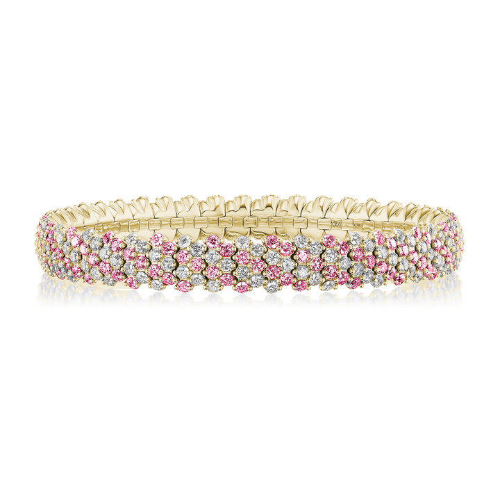 Pink Sapphire Multi Row Stretch Bracelet