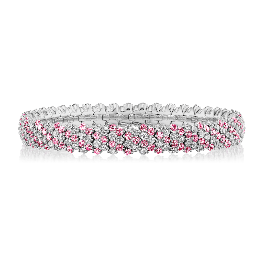 Pink Sapphire Multi Row Stretch Bracelet