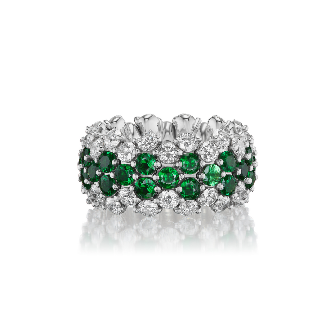 Tsavorite Multi Row Stretch Ring