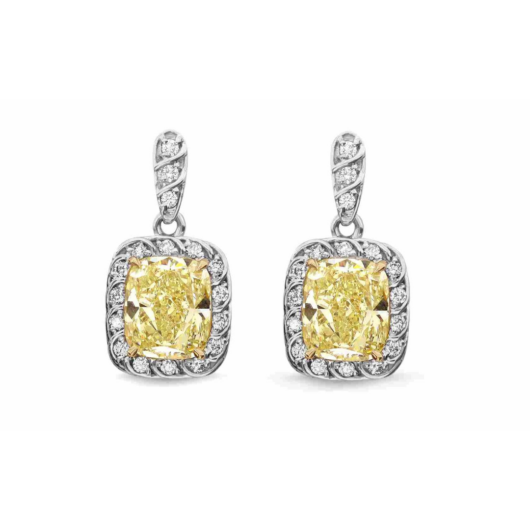 Yellow Diamond Drop Earrings